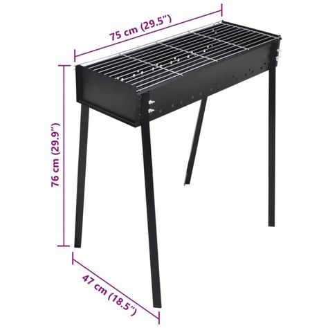 This classical charcoal barbecue stand, made of sturdy and durable steel, has a high-quality construction. Working on charcoal, this barbecue stand features multiple functions like grilling, baking and smoking for picnics, parties, outings, etc. This barbecue stand has a total size of 29.5" x 11", ensuring a relatively large space to accommodate your food, making it ideal for several people to use at the same time. Material: Steel Overall dimensions: 29.5" x 18.5" x 30" (L x W x H) Grill plate size: 30" x 11" Bbq Stand, Kitchen Slicers, Grill Stand, Barbecue Smoker, Portable Barbecue, Food Making, Stainless Steel Bbq, Grill Plate, Charcoal Bbq