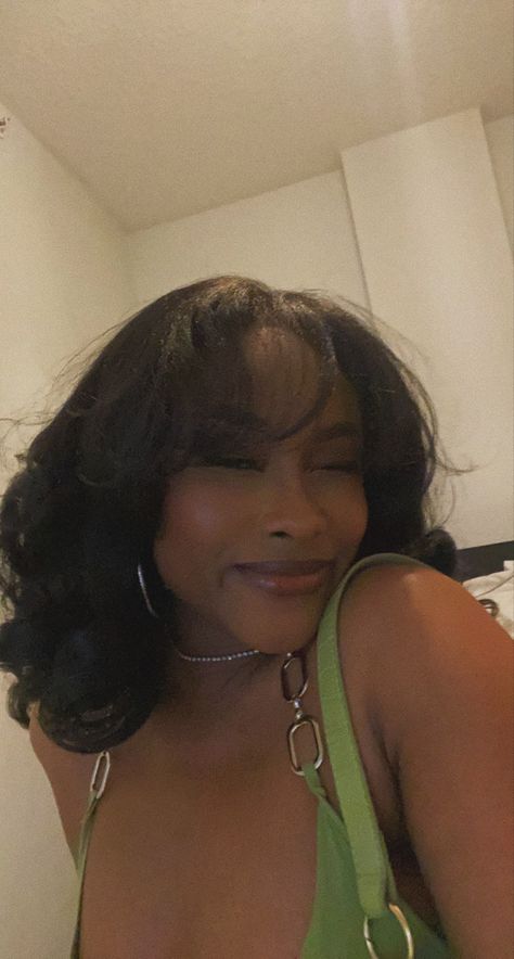 Black girl hairstyles, black girl aesthetic, body wave Short Wavy Hair For Black Women, Black Woman Bangs Hair, Body Wave Bangs, Hairstyles With Bangs For Black Women, Short Hair Relaxer Black Women, 90s Bangs Hairstyles Black Women, Bangs Silk Press, Wavy Hair On Black Women, Medium Hairstyle Women Black Woman