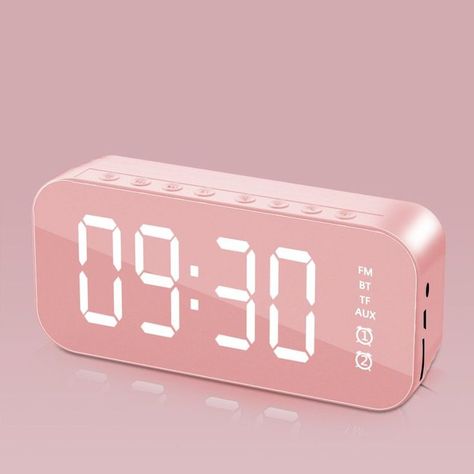 Wifi Mini Alarm Clock Nanny Clock Mirror Subwoofer Bluetooth Speaker Pink White Speakers, Led Alarm Clock, Led Clock, Digital Clocks, Wireless Speakers Bluetooth, Table Clock, Bluetooth Speakers, Wireless Speakers, Digital Alarm Clock