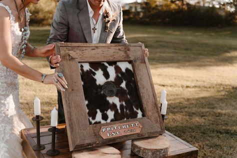 Wedding Branding Iron Ideas, Brand Wedding Unity, Branding Ceremony At Wedding, Country Unity Ceremony Ideas, Wedding Branding Iron Ceremony, Branding Cow Hide Wedding, Wedding Unity Branding, Branding Unity Ceremony Wedding Ideas, October Western Wedding Ideas