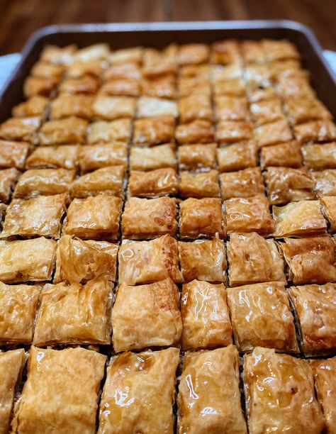 100 Year Old Baklava - Open Plate Anthropology Baklava Blondies Girl Meets Farm, Authentic Baklava Recipe, Walnut Baklava Recipe, Baklava Recipe Middle Eastern, Baklava Recipe Greek, Mini Baklava, Baklava Recipes, Best Baklava Recipe, Greek Baklava