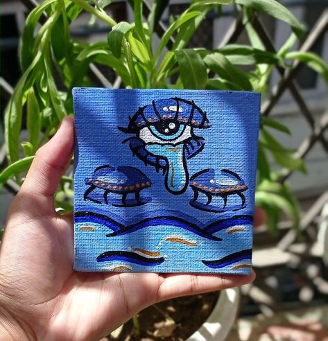 Cute Square Canvas Paintings, Small Square Paintings, Mini Paintings Aesthetic, Tiny Paintings Simple, Cute Mini Canvas Paintings, Cute Mini Paintings, Simple Mini Canvas Paintings, Little Canvas Paintings, Tiny Canvas Art