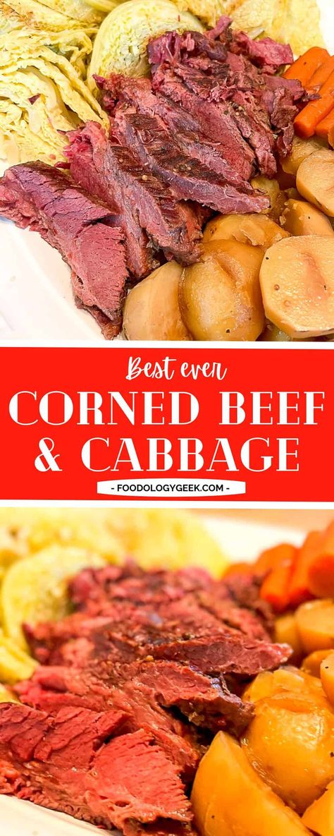 This corned beef recipe is the BEST. Imagine corned beef brisket slowly braising in the oven in a bath of Guinness until it is so tender that it melts in your mouth. Caramelized onions and beer make a rich and decadent sauce that pairs perfectly with the carrots, potatoes, and braised cabbage. Corned Beef Boiled, Dutch Oven Corned Beef, Roasted Corned Beef, Pressure Cooker Corned Beef, Instant Pot Corned Beef, Corned Beef Recipe, Cooking Corned Beef, Cabbage And Potatoes, Beef Brisket Recipes