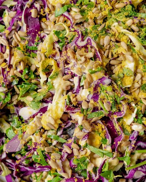 Tahini Slaw, Broccoli Lemon, Jewish Deli, Tahini Recipe, Vegetarian Cabbage, Purple Cabbage, Slaw Recipes, Cabbage Slaw, Crispy Treats