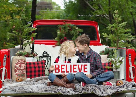 Announcing Santa and Vintage Red Truck Photo Sessions Vintage Truck Christmas Photoshoot, Christmas Tree Farm Pictures, Outdoor Christmas Photos, Christmas Mini Shoot, Vintage Truck Christmas, Christmas Pic, Christmas Portrait, Truck Photo, Christmas Family Photoshoot