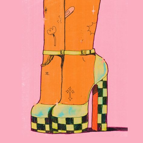 Just enjoying drawing painfully impossibly high heels at the moment 🌞👠👠#womenwhodraw #illustrationartists #artoftheday High Heel Illustration, Heel Illustration, High Heels Drawing, Heels Drawing, Shoe Illustration, Dystopian Art, Graphic Design Style, Shoes Illustration, Quirky Illustration