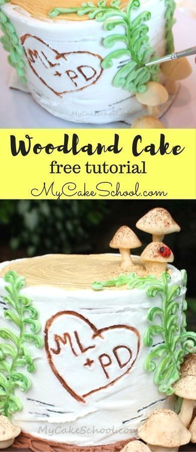 Free Cake Tutorial for a beautiful woodland themed cake! This cake features a buttercream birch tree stump. With the carved initials, this would make a fabulous anniversary cake or even a wedding tier for a rustic wedding cake. #woodlandcake #stumpcake #birchcake #rusticcake Birch Tree Cakes, Tree Stump Cake, Wedding Cake Tree, Birch Tree Wedding, Cake Design Inspiration, Woodland Cake, Fall Cakes, Rustic Wedding Cake, Tree Cakes