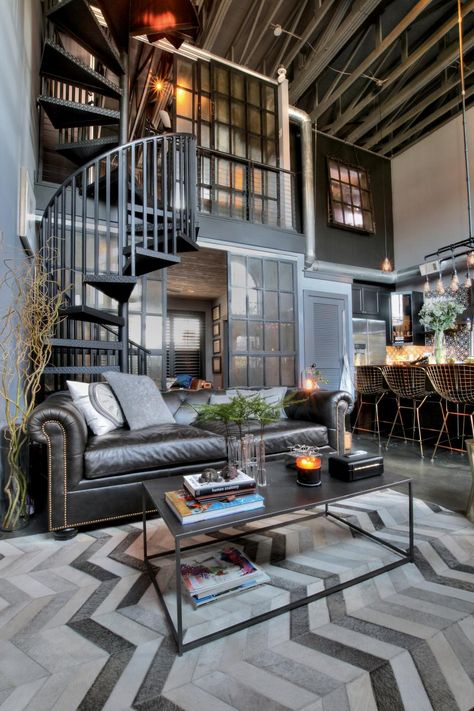 Industrial Craftsman Design Style | HGTV Smart Home 2020 | HGTV French House Interior, New Yorker Loft, Fun Interior, Urban Industrial Decor, Industrial Style Living Room, Industrial Style Kitchen, Industrial Design Furniture, Industrial Livingroom, Loft Living