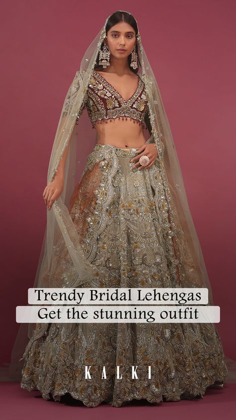 Trending Lehenga Designs 2024, Modern Lehenga Designs, Trending Lehenga Designs, Modern Lehenga, Lavender Skirt, Heavy Lehenga, Bridal Lehenga Designs, Wedding Lehenga Designs, Kalki Fashion