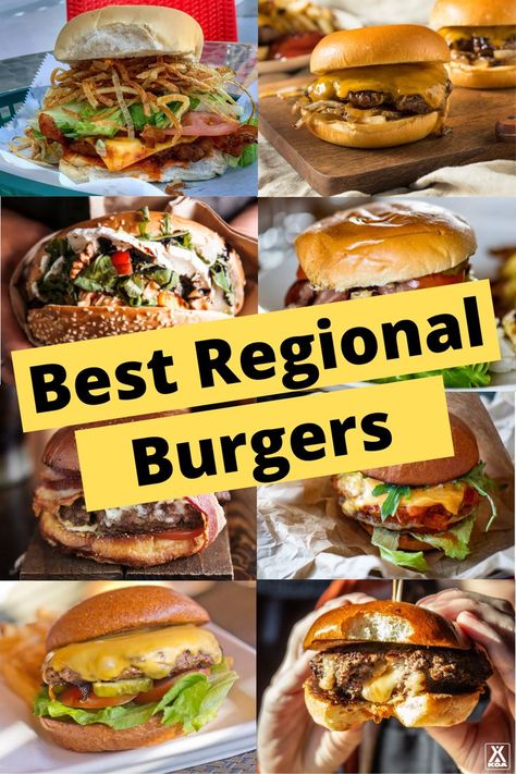 Specialty Burgers Recipes, Hamburgers Homemade, Specialty Burgers, Fancy Burgers, Unique Burger Recipes, Cooking Burgers, America Recipes, Burger Sliders Recipes, State Recipes