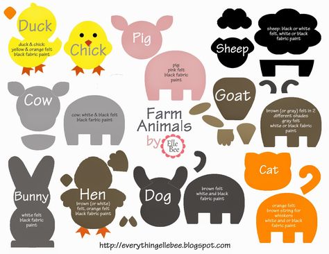 A Little Bit of Everything... : FREE Printable Farm Animal Template for Felt Board Quiet Book Farm Animals, Felt Cutouts Free Printable, Felt Story Board, How To Make Felt Animals, Felt Templates Printable, Free Felt Patterns Printables, Felt Farm Animals, Felt Board Templates, Diy Felt Board