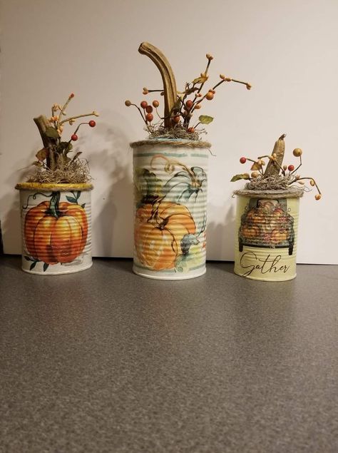 Can Upcycle, Amazing Craft Ideas, Tin Can Art, Fall Pumpkin Crafts, Fall Decor Diy Crafts, Aluminum Can Crafts, Casey Jones, Tin Can Crafts, Fall Thanksgiving Decor