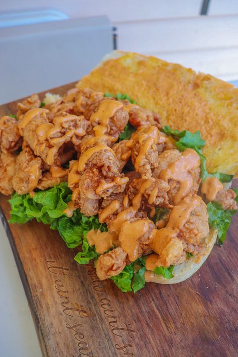 Extra Crispy Fried Alligator Po'boys - Meals By Alden B Alligator Tail Recipes, Alligator Meat Recipes, Alligator Recipes, Poboy Sandwich Recipe, Fried Alligator Recipe, Fried Alligator, Gator Recipe, Alligator Meat, Po Boy Sandwich