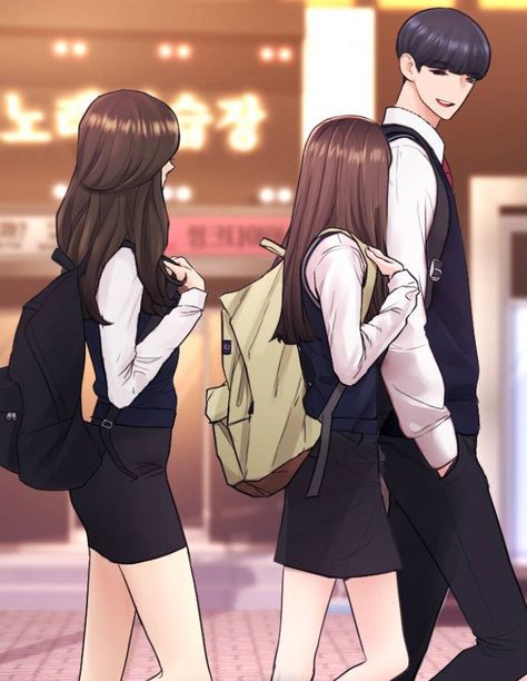 Daddy Goes to School | WEBTOON School Webtoon, Book Photography Instagram, Girl Shadow, Couple Sketch, Love Triangle, Best Anime Couples, Beach Pictures Poses, Romantic Anime Couples, Cute Couple Drawings