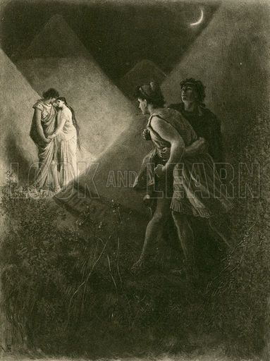 Troilus sees Cressida with Diomedes, Act V scene ii, of Troilus and Cressida, by Felix Darley Troilus And Cressida Art, Voyage Of The Dawn Treader Art, Orpheus And Eurydice Illustration, Odysseus And Telemachus, The Last Voyage Of The Demeter Dracula, Troilus And Cressida, Greek History, Grand Duke, Greek Myths