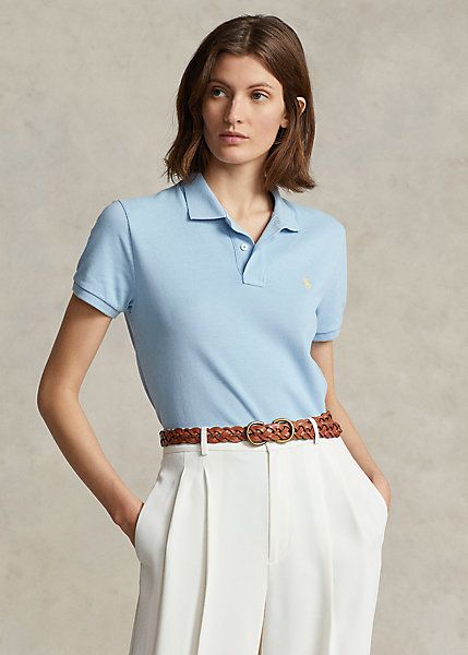 Blue Polo Shirt Outfit Women, Polo Top Outfit, Skirt Aesthetic, Polo Shirt Outfits, Blue Polo Shirt, Women Ralph Lauren, Blue Polo Shirts, Top Outfit, Polo Top