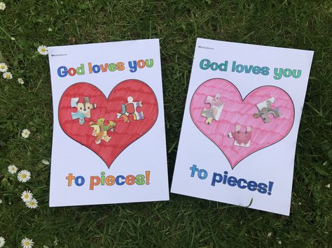 God Loves You to Pieces Craft Printable Valentines Day Crafts For Kids, Jesus Is My Friend, Valentines Puzzles, Vacation Bible School Craft, Jigsaw Piece, Jesus Crafts, Valentines Day Crafts, God Loves Us, Love You To Pieces