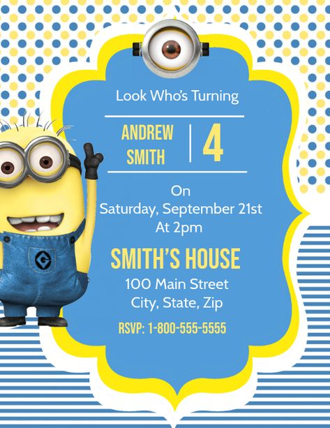 First Birthday Decorations Boy, Minion Birthday Invitations, Invert Colors, Baby Icon, Jordan Ones, Minion Birthday, Kids Background, Minion Party, Promotional Flyers