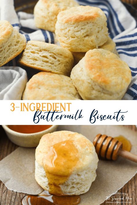 3 Ingredient Biscuits, 3 Ingredient Biscuit Recipe, Homemade Pastas, Lake Recipes, Homemade Ingredients, Homemade Buttermilk Biscuits, Thanksgiving Breakfast, Yummy Biscuits, Flaky Biscuits