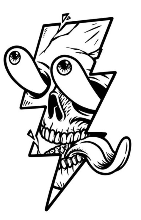 Drawing Logo Design Ideas, Gothic Cartoon Art, Outline Tattoo Ideas Men, Crazy Tattoo Designs, Tattoo Stencils Beginner, Beginner Shading Tattoo, Small Easy Tattoos For Men, Color Tattoo Stencil, Skull Tattoo Design Sketches Drawings