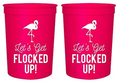 Let's Get Flocked UP or Let's Flamingle! Set of 12 Pink and White 16oz Stadium Cups, Perfect for Birthday Party, Bachelorette Party, and Bridal Showers (Let's Get Flocked UP): Kitchen & Dining Flocking Forty Birthday, Flamingo 40th Birthday Party, Oh Flock Im 50 Party, Flamingo Cup, Flamingo Bachelorette Party, Flamingo Bachelorette, 50th Birthday Themes, Pink Flamingo Party, Flamingo Themed Party