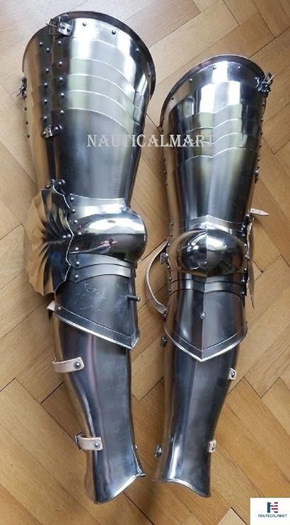 Amazon.com: Nauticalmart Full Leg Armor Set Medieval Knight Steel Greaves : Clothing, Shoes & Jewelry Real Armor, Western Armor, Organic Armor, Gothic Armor, Armour Ideas, Leg Armor, Metal Armor, Plate Armor, Armor Design