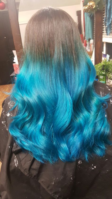 My blue ombre hair Blue Dyed Hair Tips, Silly Hairstyles, Purple Blonde Hair, Purple Blonde, Dipped Hair, Ombre Curly Hair, Brunette Ombre, Dyed Hair Blue, Blue Ombre Hair