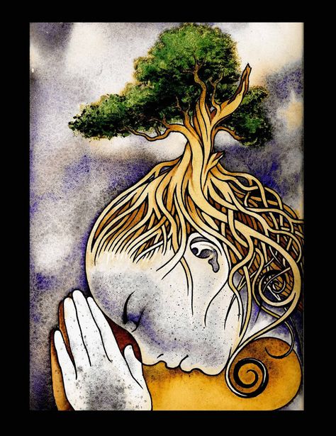 MOTHER EARTH 5 Elements Of Nature Illustration, 5 Elements Of Nature, Before I Go To Sleep, The Swimmers, Mother Earth Art, Wiccan Art, Earth Pictures, Power Animal, Book Of Kells