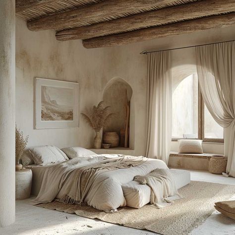 Tulum Bedroom, Mediterranean Minimalist Interior, Modern Mediterranean Bedroom, Mediterranean Bedroom Design, Minimalist Bedrooms, Mediterranean Bedroom, Mediterranean Interior Design, Tranquil Bedroom, Interior Design Minimalist