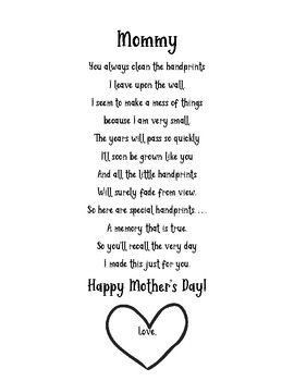 Poems About Moms, Mother's Day Preschool, Handprint Poem, Poem Template, Mom Poems, Mother's Day Craft, Mothers Day Poems, Mother Poems, Happy Mother Day Quotes