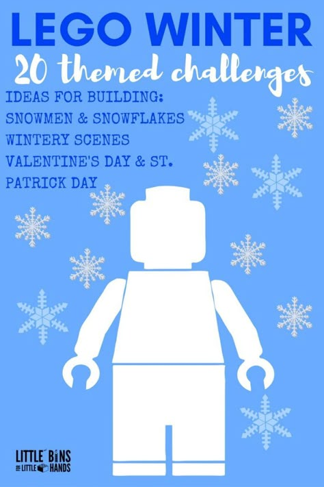 Winter LEGO Building Activities, Challenges and Ideas for Kids including holidays! Building Ideas For Kids, Lego Stem, Winter Stem, Lego Learning, Lego Building Ideas, Used Legos, Lego Winter, Lego Challenge, Kids Building