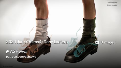 2024 Jun.01 (sims4) Dany Loafers | ASHwwa Sims 4 Male Socks, Sims4 Mod, Sims 4 Male, Sim4 Cc, Loafers With Socks, Cc Finds, Sims 4, Loafers, Socks