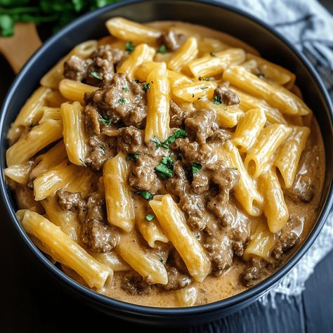 Creamy Slow Cooker Beef Pasta Pasta Slow Cooker Recipes, Slow Cooker Beef And Noodles, Tender Beef Stew, Slow Cooker Pasta Recipes, Slow Cooker Pasta, Beef Pasta, Creamy Mushroom Sauce, Beef Stew Meat, Stew Meat