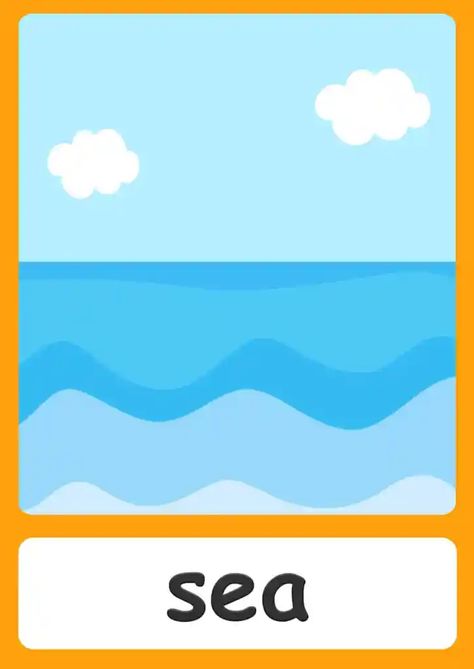 Teach beach vocabulary with FREE beach flashcards! Ocean Flashcards, Beach Flashcards, Summer Flashcards, Beach Vocabulary, Preschool Center Signs, Animale Marine, Teaching Safety, English Flashcards, Summer Vocabulary