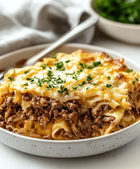 Ground Beef Egg Noodles, French Onion Ground Beef, Onion Beef Casserole, French Onion Beef Casserole, Beef Egg Noodles, Noodles And Cheese, French Onion Beef, Shepherd Pie, Chicken Crockpot