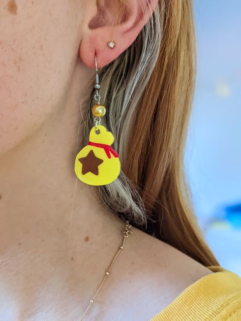 Earrings Kawaii, Shrink Plastic, Money Bag, Animal Crossing, Vision Board, Dangle Drop Earrings, Dangle Earrings, Handmade Jewelry, Etsy Shop