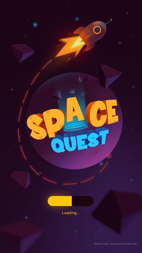 Space Quest on Behance Mobile Game Splash Screen, Space Game Design, Game Title Design, Game Splash Screen, Splash Screen Design, Game Loading, Mobile Game Ui, Best Logo Fonts, To Do App