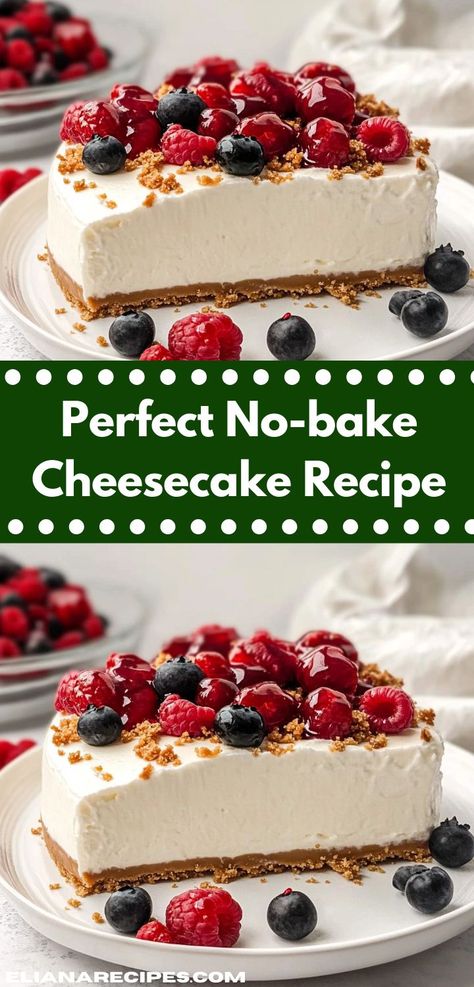 Searching for a decadent dessert that’s quick to whip up? This Perfect No-bake Cheesecake Recipe combines effortless preparation with irresistible flavors, making it the ideal choice for busy weeknights or festive gatherings. Cheesecake Recipes With 8oz Cream Cheese, No Bake Cheesecake Recipes Using Cool Whip, Easiest No Bake Cheesecake, Non Cook Cheesecake Recipes, No Cook Cheesecake Recipes Simple, Easy Quick Cheesecake Recipes, East Cheesecakes No Bake, Na Bake Cheesecake, Sugar Cookie No Bake Cheesecake