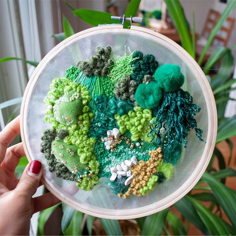 Hoops Embroidery, Rose Sculpture, Instagram Shoes, Art Weaving, Textile Art Embroidery, Abstract Embroidery, Petri Dish, Moss Art, Art Degree