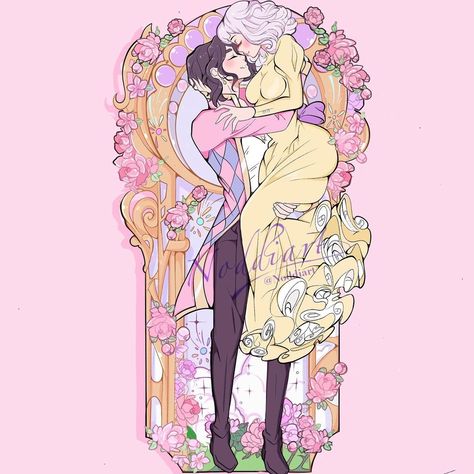 Nadine ❤️ digital art on Instagram: “My first Nouveau series, starting with One of my all time fav couple✨ I hope you guys like this in my style, i am really loving this idea!…” All This Time, Digital Art Couple, Art Nouveau Couple, Howls Moving Castle Wedding Theme, Nouveau Art, Anime Art Nouveau, Howls Moving Castle Art Illustration, Howls Moving Castle Sofie And Howl, Howl's Moving Castle Book Fan Art