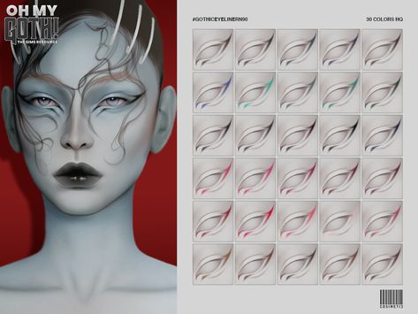 The Sims Resource - Oh My Goth | Gothic Eyeliner | N90 Traditional Goth, Game Codes, Sims 4 Cc Makeup, Matte Eyeshadow, Free Sites, Sims 4 Collections, Sims Community, Electronic Art, Sims Resource