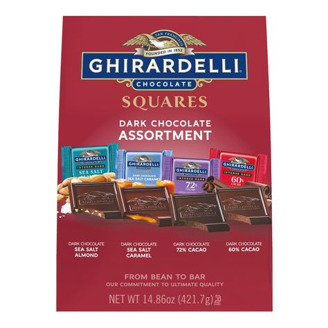 Ghirardelli Dark Chocolate Squares Assortment Large Bag - World Market Ghirardelli Chocolate Squares, Sea Salt Chocolate, The Gold Rush, Ghirardelli Chocolate, Chocolate Squares, Sea Salt Caramel, Fine Chocolate, Chocolate Assortment, Candy Chocolate