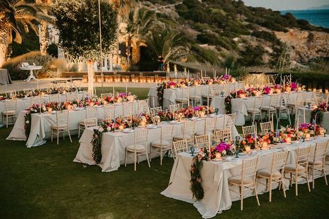 Dreamy Greece Microwedding Location Vibrant Flowers Bold Wedding Bouquets, Moody Beach, Chapel Ceremony, Mountain And Sea, Bright Wedding Colors, Bright Wedding Flowers, Lush Wedding, Mediterranean Wedding, Wedding Notes