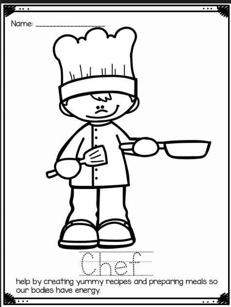 Chef Worksheets Preschool, Zimnica Vrtic, Chef Coloring Pages, Community Helpers Activity, Community Helpers Crafts, Community Helpers Preschool Activities, Community Helpers Worksheets, Ingles Kids, Community Helpers Unit