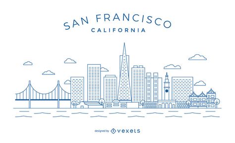 San Francisco minimalist Skyline San Francisco Skyline Drawing, San Francisco Illustration, Sf Skyline, Skyline Mural, San Francisco Bridge, Skyline Drawing, Cityscape Drawing, Buildings Modern, San Francisco Design