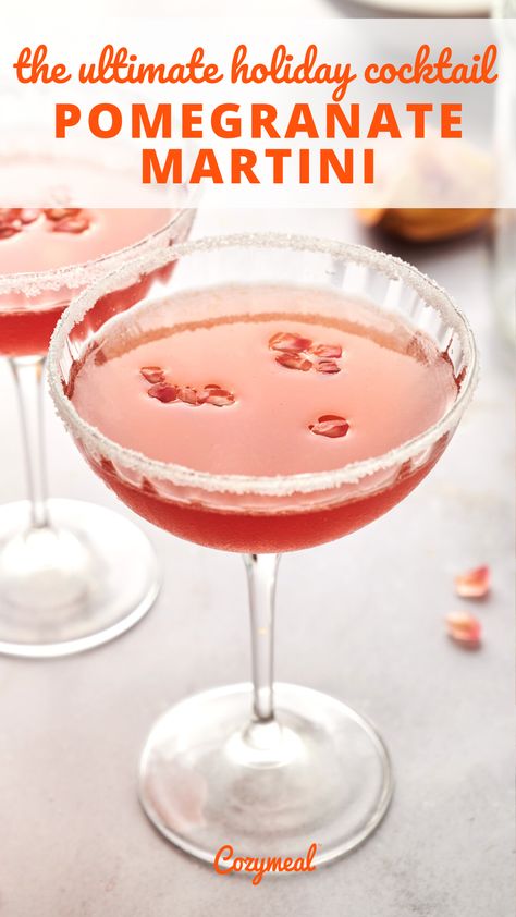 Celebrate the holidays with this jewel-toned pomegranate martini. Decorated with a glittering sugared rim, this refreshing and festive cocktail is easy to make. Pomegranate Martini Recipe, Pomegranate Martini, Martini Recipe, Festive Cocktails, Martini Recipes, Balanced Life, Holiday Food, Holiday Cocktails, Holiday Treats