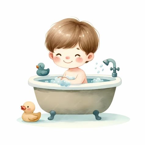 Premium Photo | Happy Toddler Enjoying Bath Time with Rubber Ducks Cute Child Illustration Bathing Illustration, Ducks Cute, Baby Milk Bath, Time Illustration, Child Illustration, Illustration Kids, Baby Illustration, Rubber Ducks, Baby Shampoo