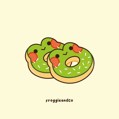 Hello Froggiees 🐸 Hop into a world of flavor and cuteness with Froggie-shaped donuts🐸🍩 Decided to go back to colored backgrounds because why not✨  #doodle #frog #cutedoodles #green #frogdoodle #smallbusinessowner #illustration  #cactus #drawing #digitalart #digitaldoodle Cute Donut Drawings, Frog Donut, Doodle Frog, Cute Frog Illustration, Frog Doodle, Donut Drawing, Frog Cookies, Donut Art, Happy Frog