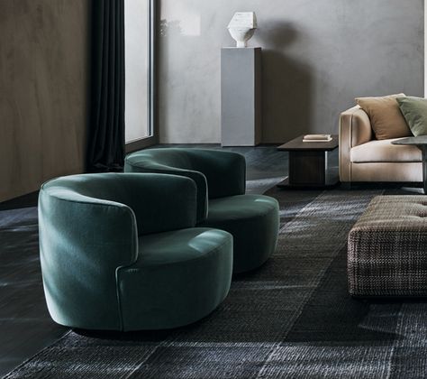 Molteni & C Elain Armchair by Vincent van Duysen | Molteni at Go Modern Vincent Van Duysen Bathroom, Round Armchair, Luxury Office Furniture, Modern Desk Chair, Vincent Van Duysen, Comfy Armchair, Hotel Lounge, Upholstery Diy, Swivel Chair Living Room