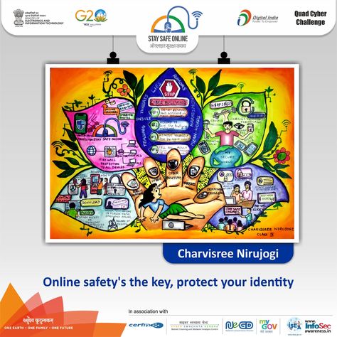 #Painting_of_the_day🖌️ 🎨 Artist -Charvishree Nirujogi #staysafeonline #cybersecurity #g20india #g20dewg #g20summit #g20org #mygovindia #besafe #staysafe #ssoindia #meity #Quad #Quad2023 #QuadCyberCampaign #QuadCyberChallenge #sundayfunday #sundays #happysunday Earth Drawings, Drawing Competition, Staying Safe Online, Digital India, Inspiration Painting, Online Safety, Poster Drawing, Art Inspiration Painting, All Poster